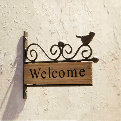 Wooden Welcome Door Sign with Iron Frame by HitMyNeed