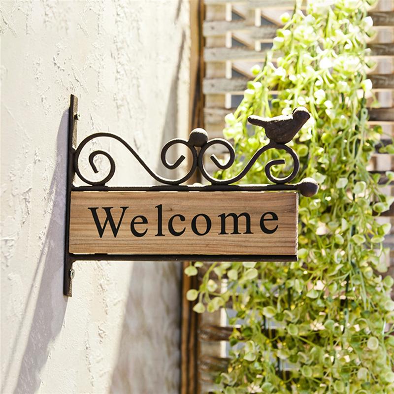 Wooden Welcome Door Sign with Iron Frame by HitMyNeed