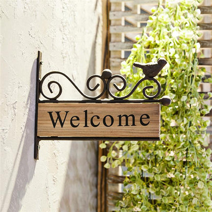 Wooden Welcome Door Sign with Iron Frame by HitMyNeed