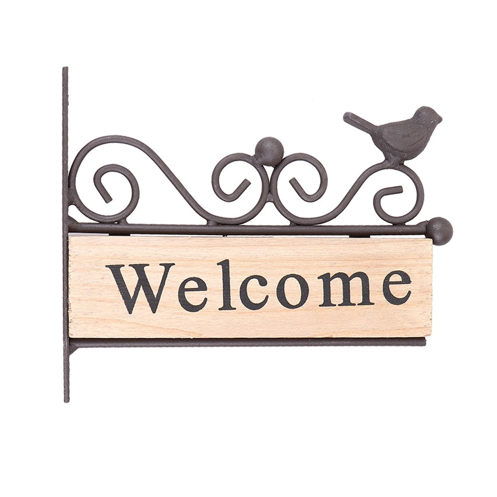 Wooden Welcome Door Sign with Iron Frame by HitMyNeed