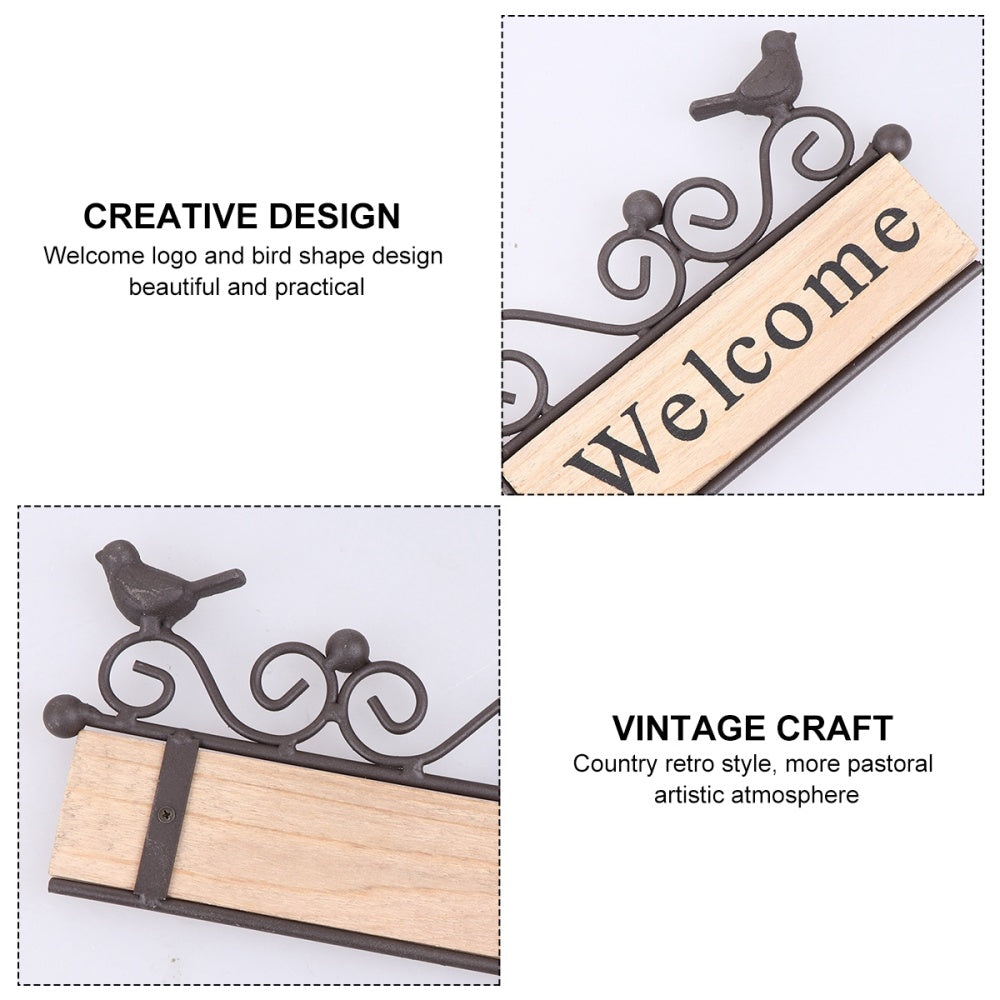 Wooden Welcome Door Sign with Iron Frame by HitMyNeed
