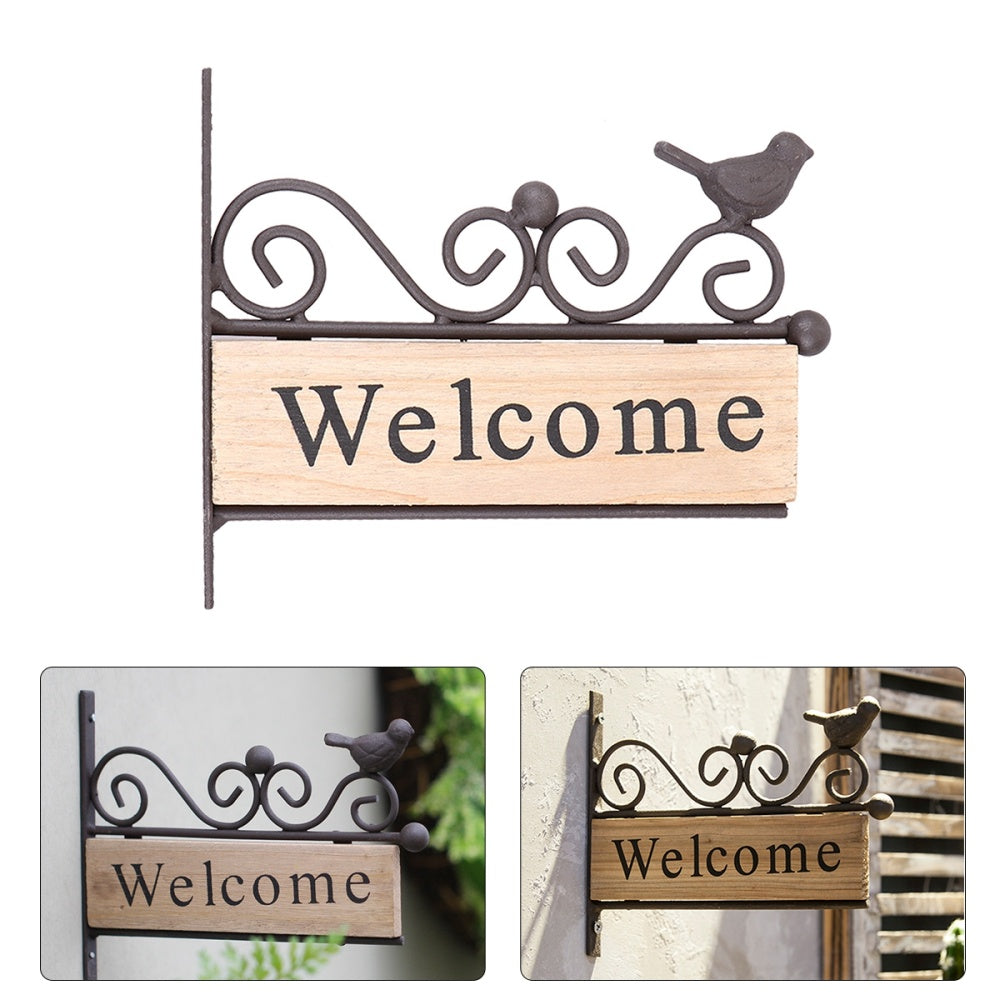 Wooden Welcome Door Sign with Iron Frame by HitMyNeed