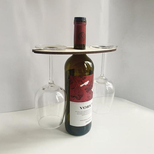 Wooden Wine Bottle and Glass Holder Rack by HitMyNeed