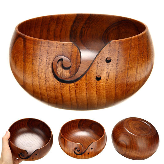 Wooden Yarn Holder Bowl for Tangle-Free Knitting by HitMyNeed