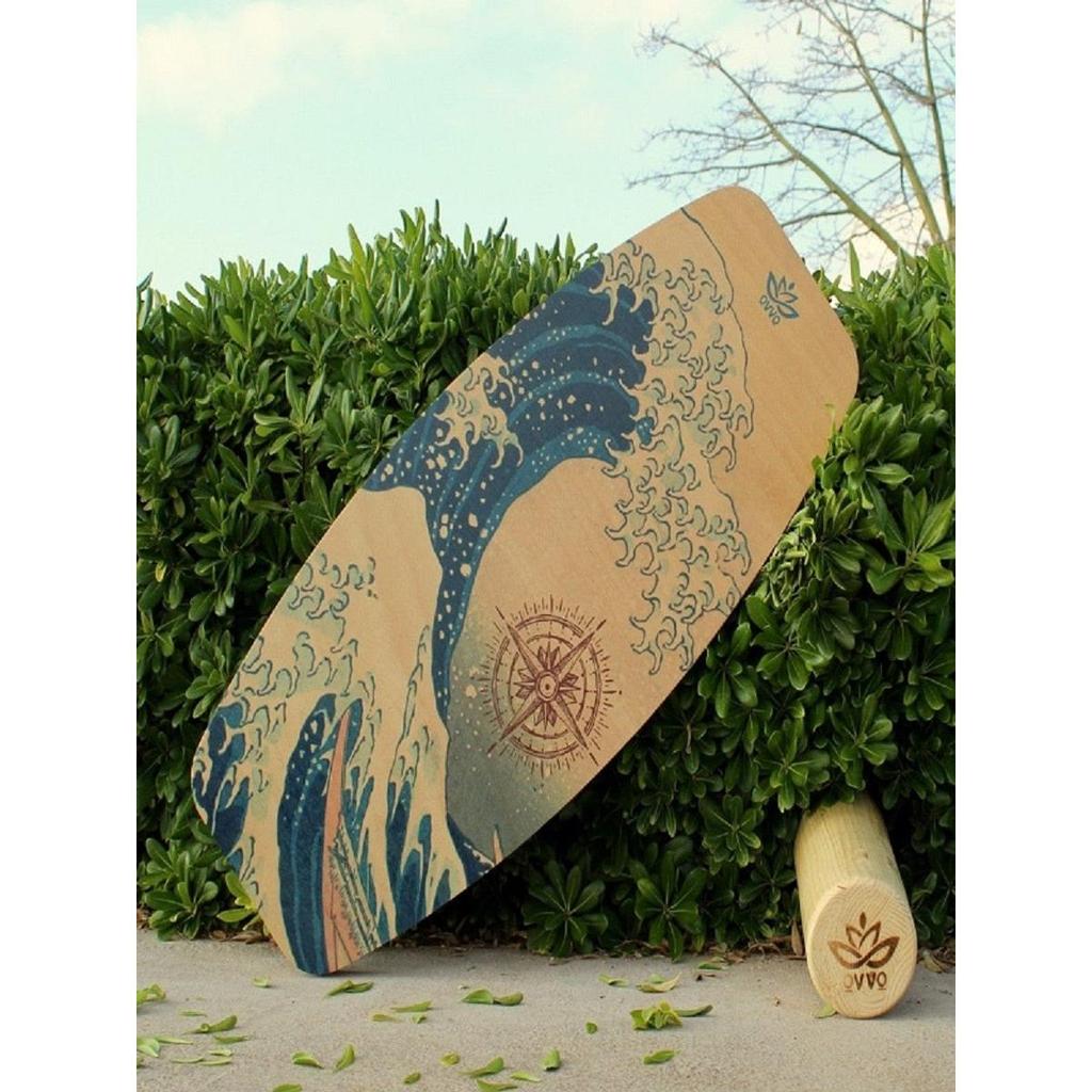 Wooden Yoga Balance Board with Roller by HitMyNeed