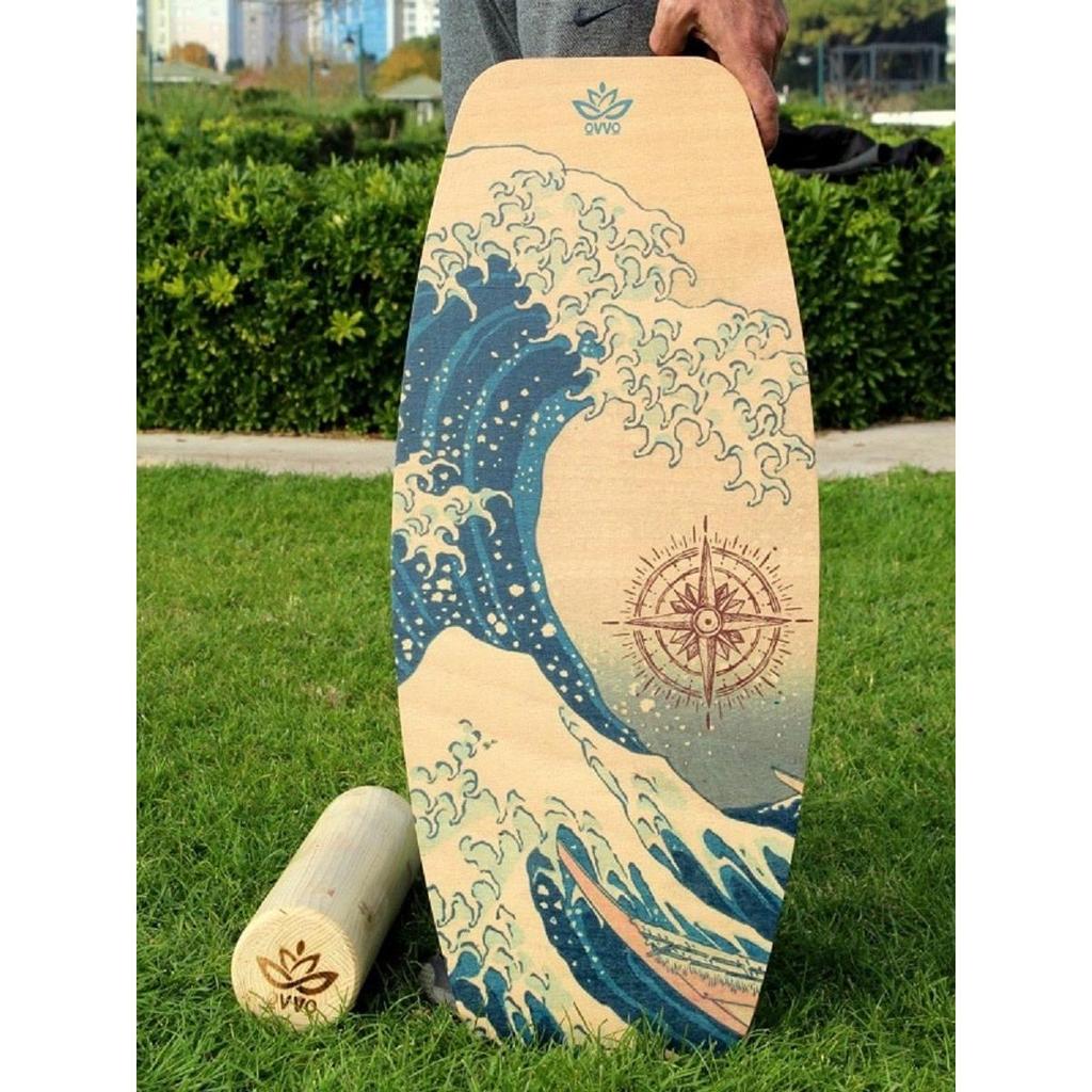 Wooden Yoga Balance Board with Roller by HitMyNeed