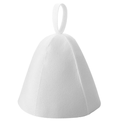 Wool Felt Sauna Hat & Hair Drying Turban Cap white by HitMyNeed