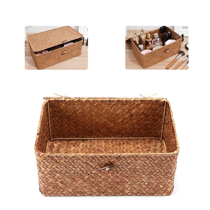 Woven Seaweed Storage Basket with Lid by HitMyNeed