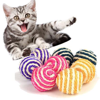Woven Sisal Chewing Cat Rope Ball Toy with Rattle by HitMyNeed