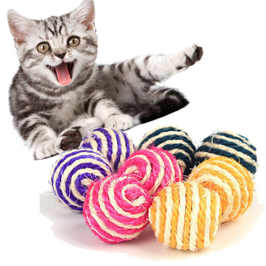 Woven Sisal Chewing Cat Rope Ball Toy with Rattle by HitMyNeed