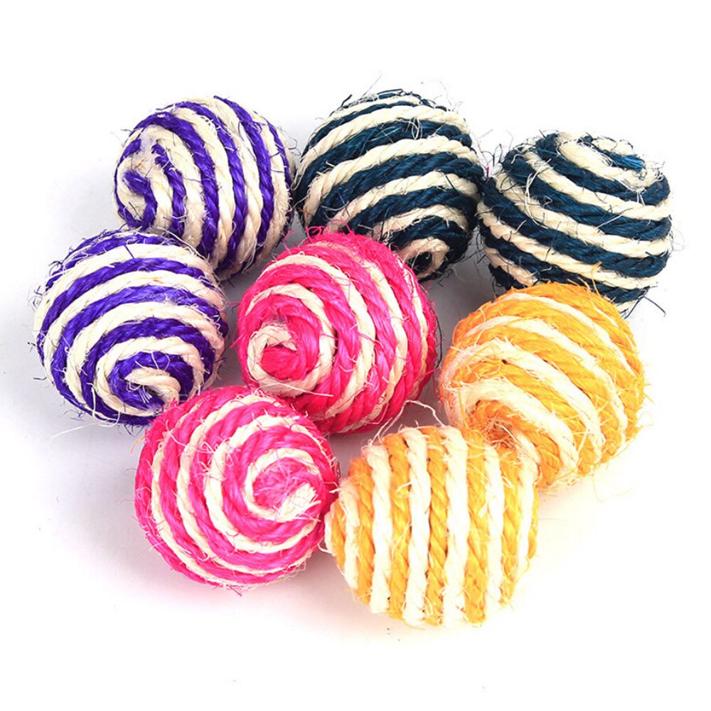 Woven Sisal Chewing Cat Rope Ball Toy with Rattle by HitMyNeed