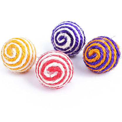 Woven Sisal Chewing Cat Rope Ball Toy with Rattle by HitMyNeed