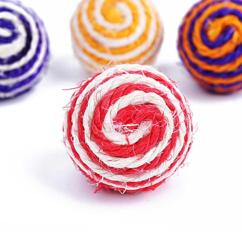Woven Sisal Chewing Cat Rope Ball Toy with Rattle by HitMyNeed