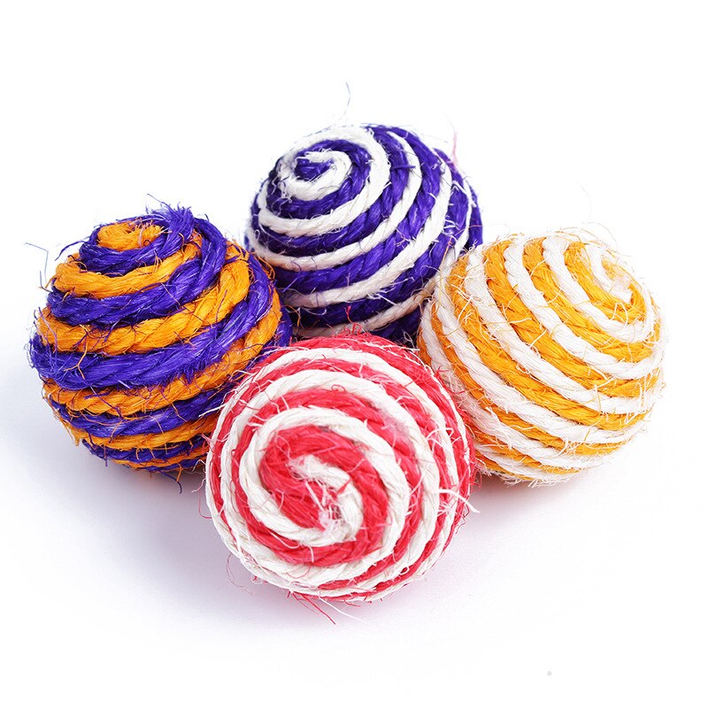 Woven Sisal Chewing Cat Rope Ball Toy with Rattle by HitMyNeed