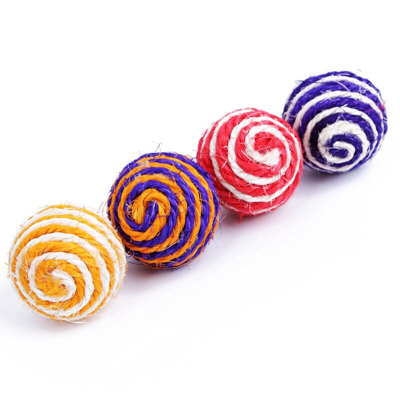 Woven Sisal Chewing Cat Rope Ball Toy with Rattle by HitMyNeed