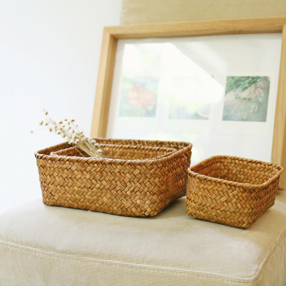 Woven Straw Desk Organizer Basket by HitMyNeed