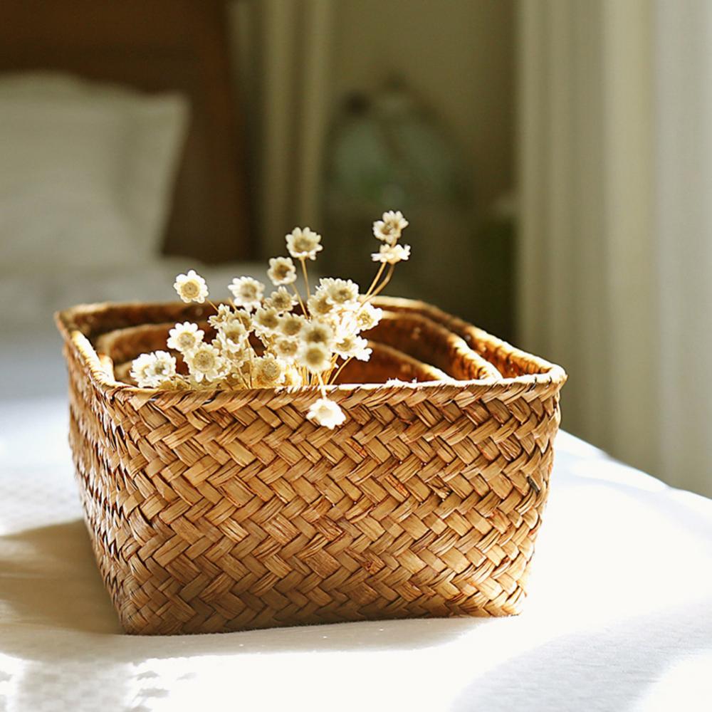 Woven Straw Desk Organizer Basket by HitMyNeed