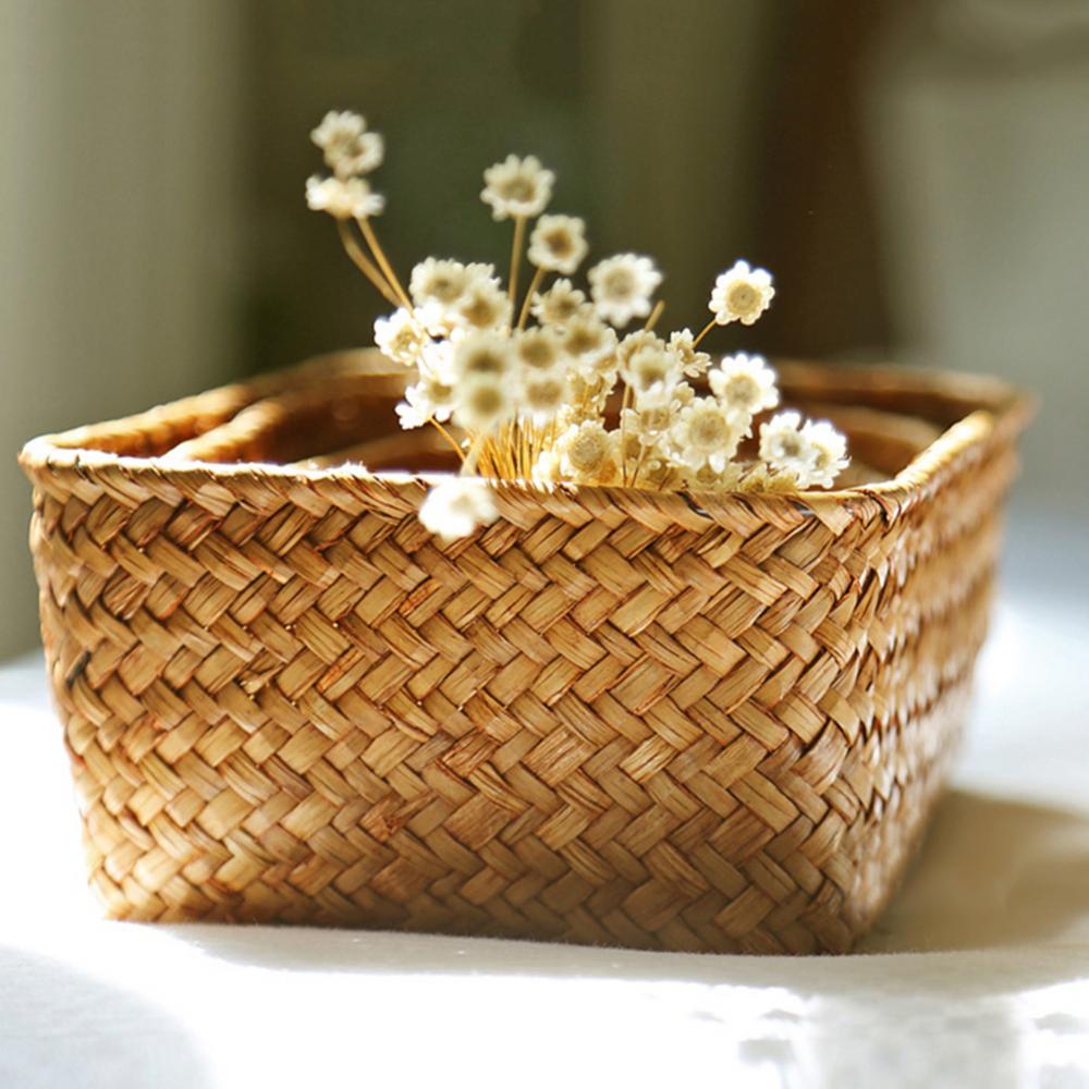 Woven Straw Desk Organizer Basket by HitMyNeed