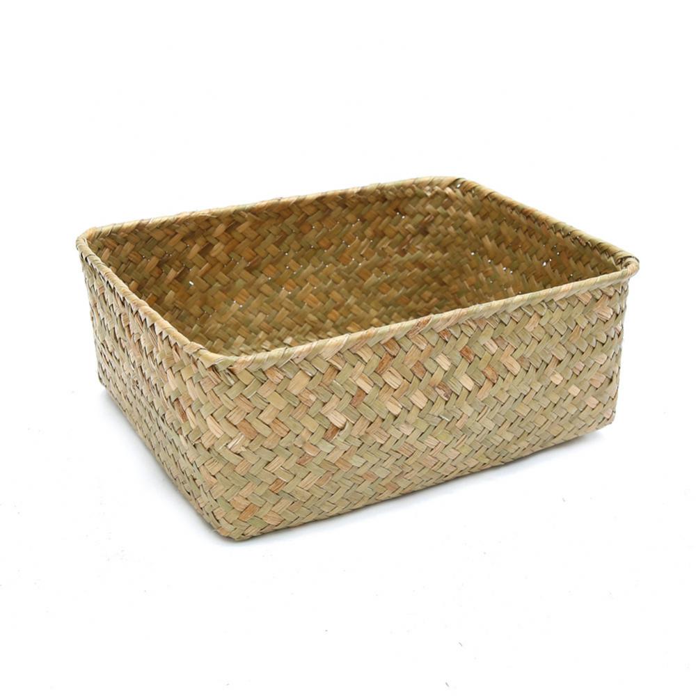 Woven Straw Desk Organizer Basket primary-color middle by HitMyNeed