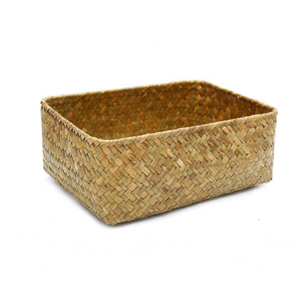 Woven Straw Desk Organizer Basket yellow small by HitMyNeed