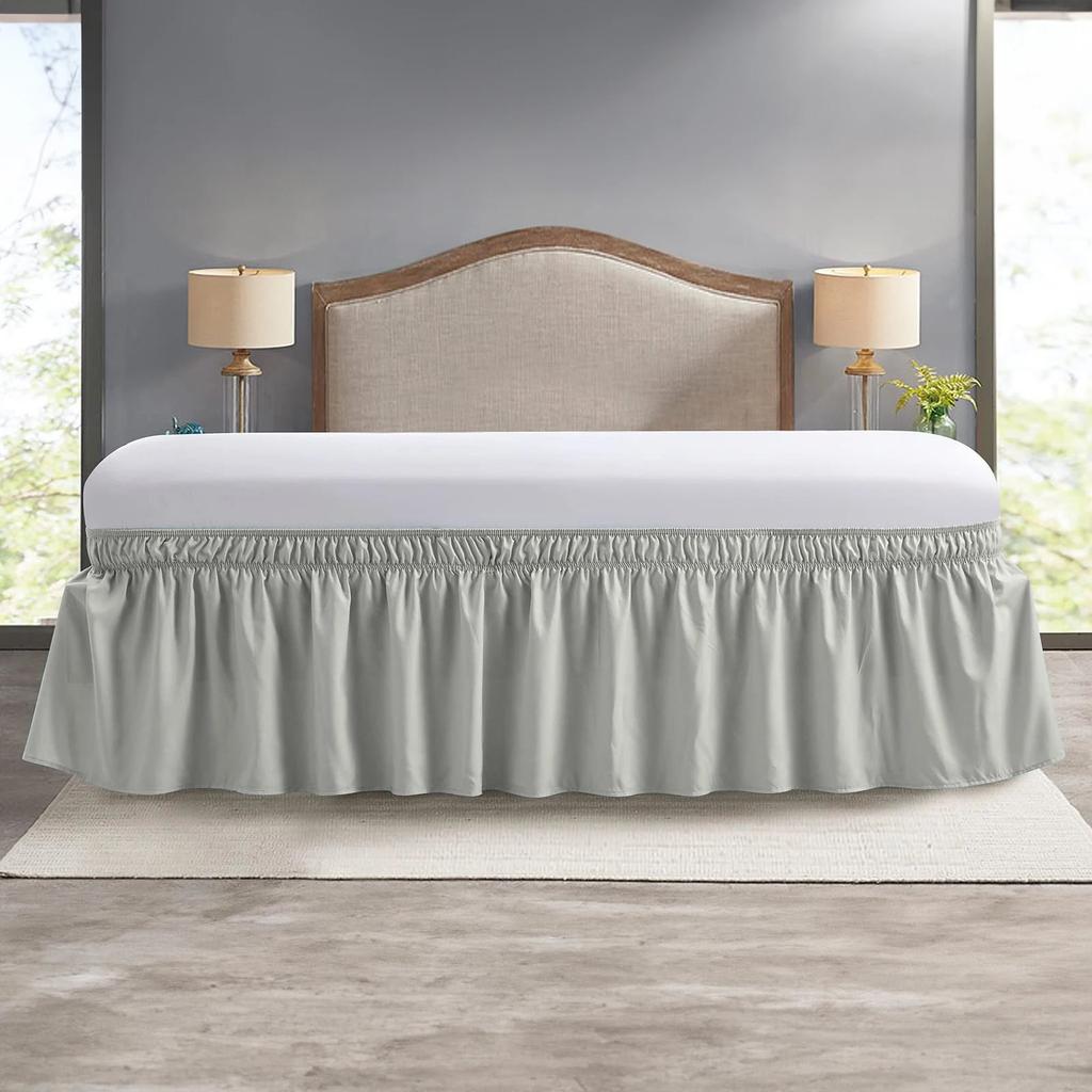 Wrap-Around Elastic Ruffle Bed Skirt grey king-198x203cmx38cm by HitMyNeed