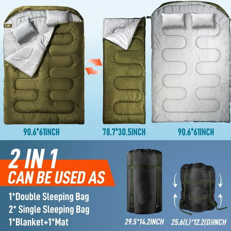 XL Double 2 Person Sleeping Bag Waterproof by HitMyNeed