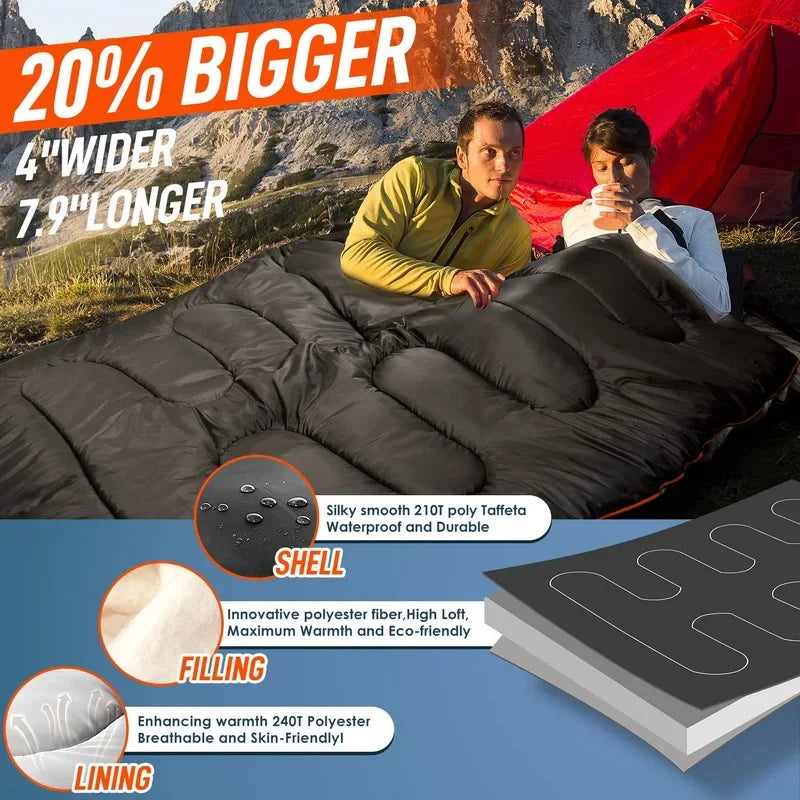 XL Double 2 Person Sleeping Bag Waterproof by HitMyNeed