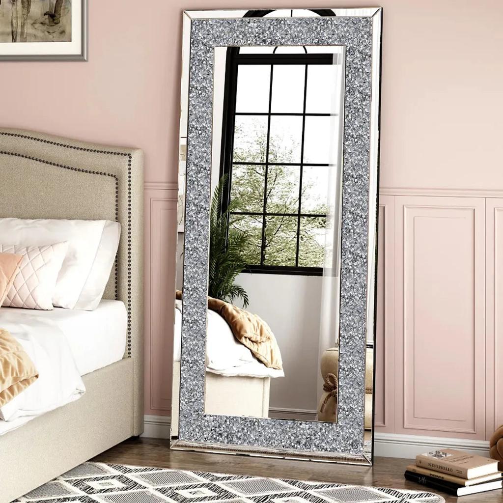 XXXL Crushed Crystal Diamond Full Length Wall Mirror by HitMyNeed
