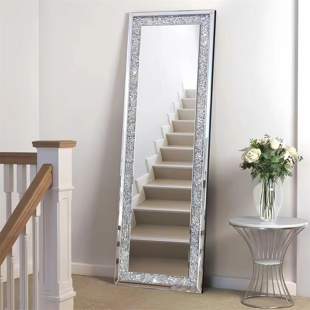 XXXL Crushed Crystal Diamond Full Length Wall Mirror by HitMyNeed