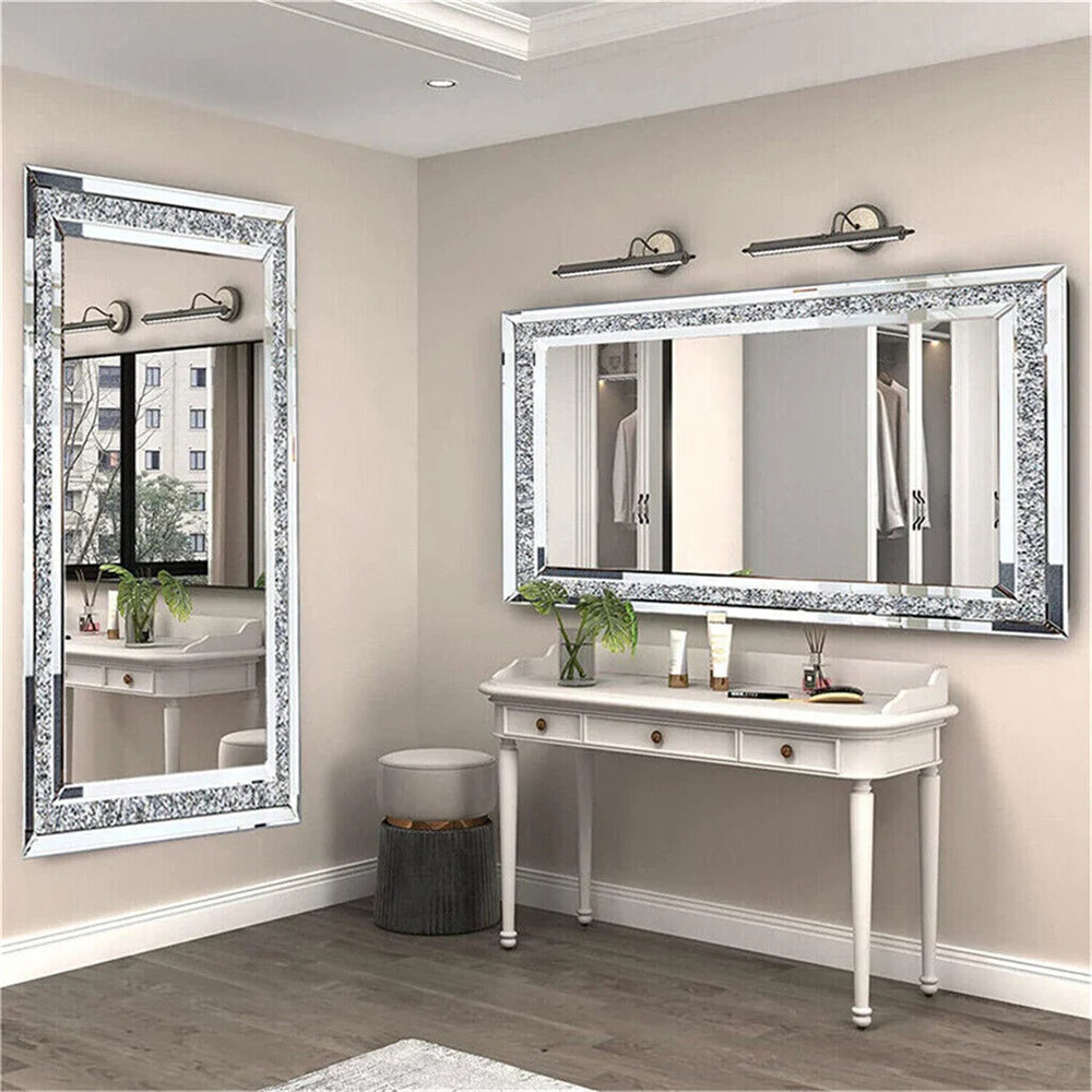 XXXL Crushed Crystal Diamond Full Length Wall Mirror by HitMyNeed