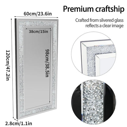 XXXL Crushed Crystal Diamond Full Length Wall Mirror by HitMyNeed