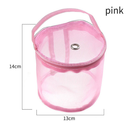 Yarn Organizer Mesh Storage Basket with Handle pink by HitMyNeed