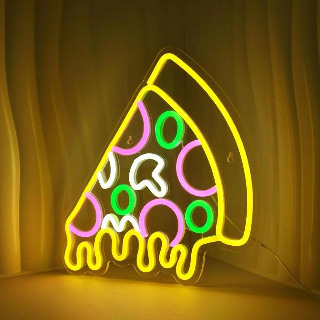 Yellow Pizza Neon LED Wall Sign 37 x 32 cm by HitMyNeed
