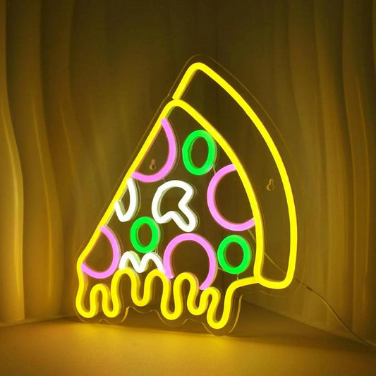 Yellow Pizza Neon LED Wall Sign 37 x 32 cm by HitMyNeed