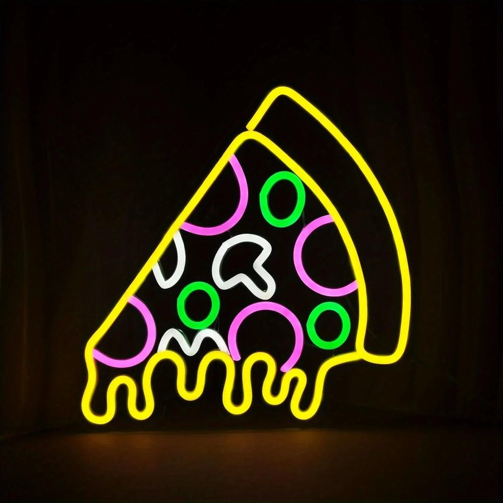 Yellow Pizza Neon LED Wall Sign 37 x 32 cm by HitMyNeed