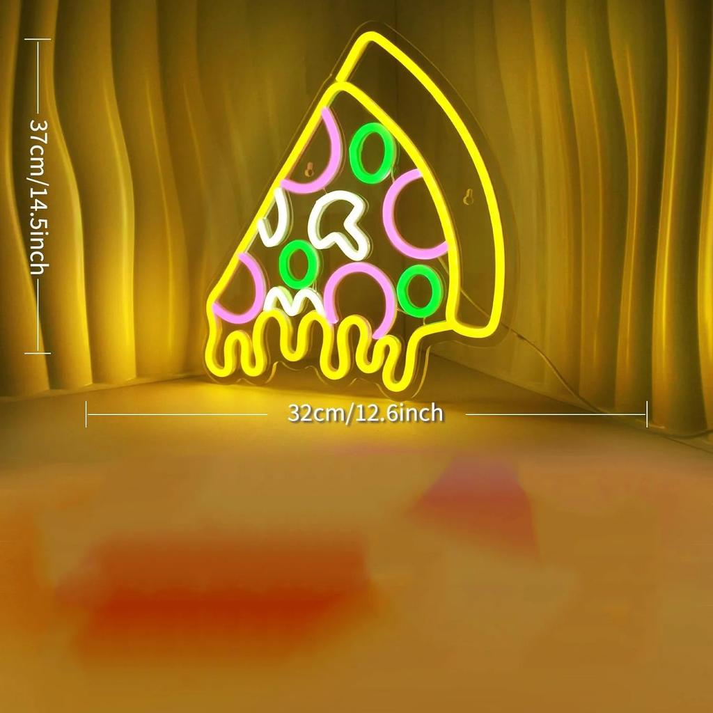 Yellow Pizza Neon LED Wall Sign 37 x 32 cm by HitMyNeed