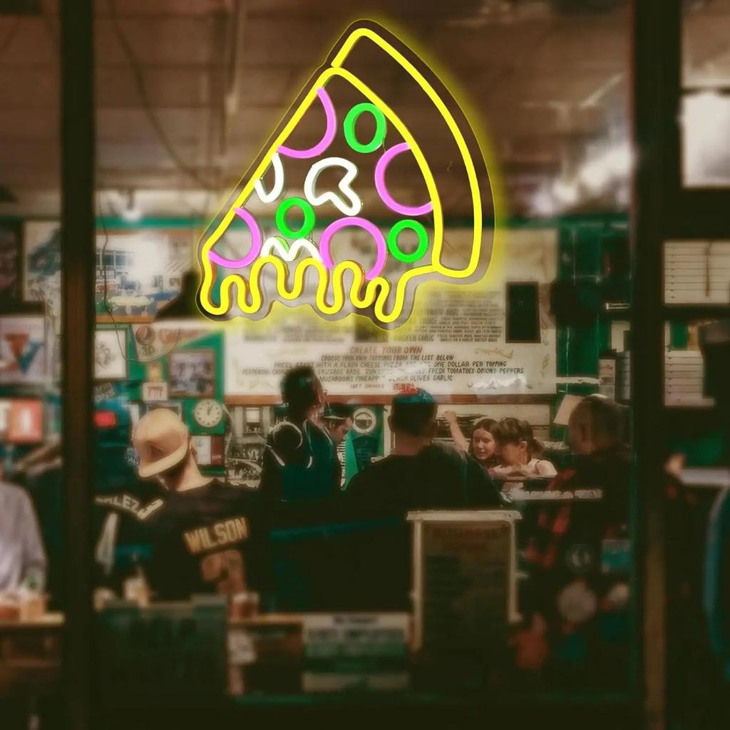 Yellow Pizza Neon LED Wall Sign 37 x 32 cm by HitMyNeed