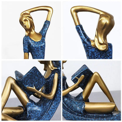 Yoga Girl Reading Figurine Home & Office Statue by HitMyNeed