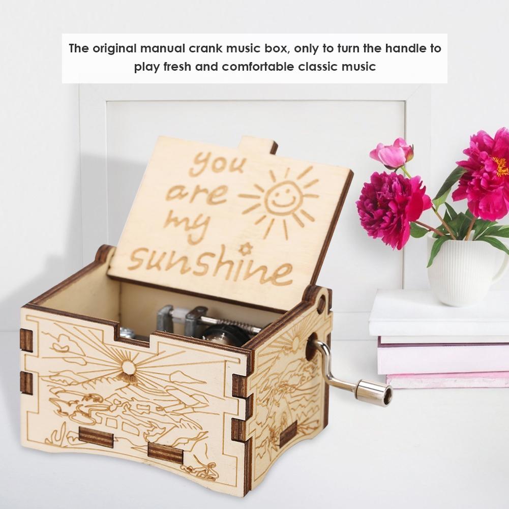 You Are My Sunshine Wooden Hand Crank Music Box by HitMyNeed