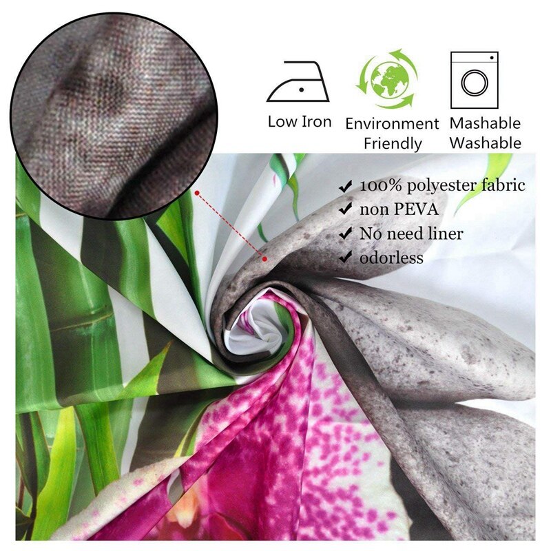 Zen Bamboo Waterproof Fabric Shower Curtain 180x150cm by HitMyNeed
