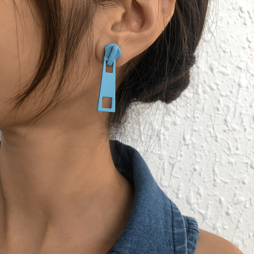 Zipper Stud Earrings for Women - Geometric Fashion Jewelry by HitMyNeed