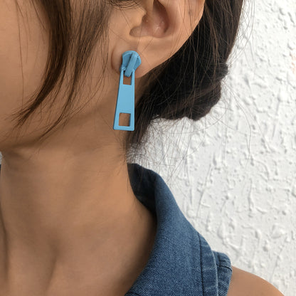 Zipper Stud Earrings for Women - Geometric Fashion Jewelry by HitMyNeed