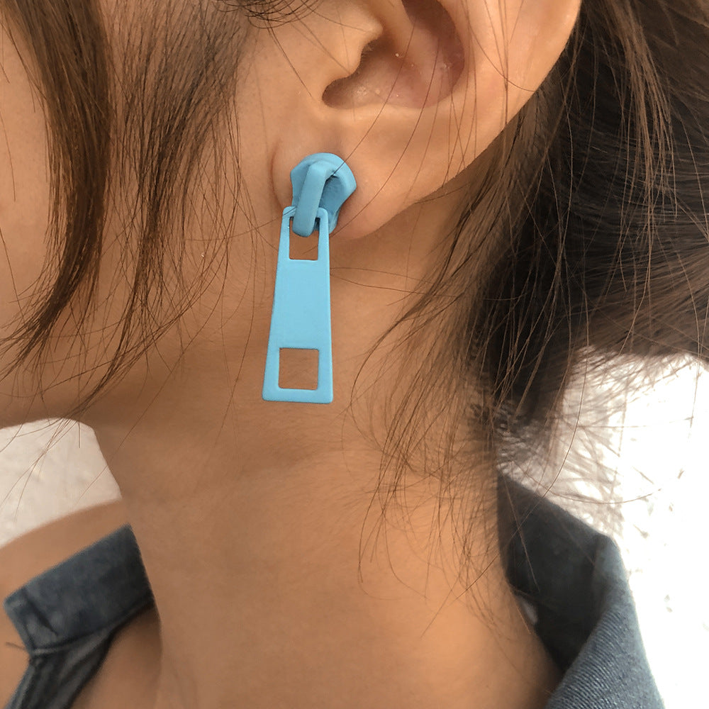 Zipper Stud Earrings for Women - Geometric Fashion Jewelry by HitMyNeed