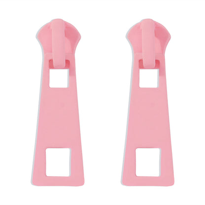 Zipper Stud Earrings for Women - Geometric Fashion Jewelry pink by HitMyNeed