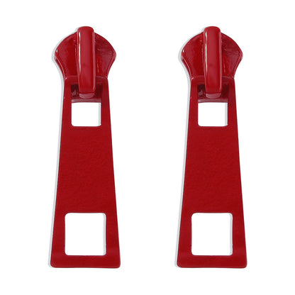 Zipper Stud Earrings for Women - Geometric Fashion Jewelry red by HitMyNeed