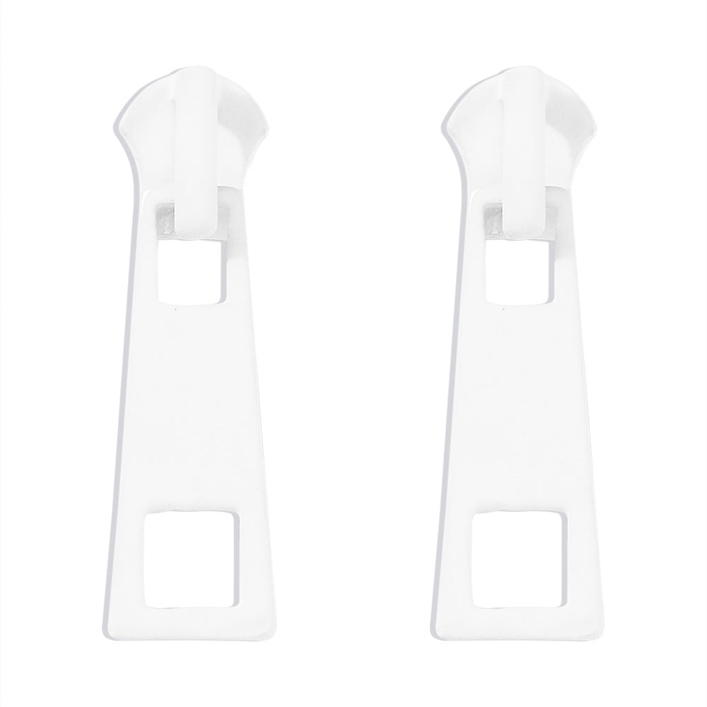 Zipper Stud Earrings for Women - Geometric Fashion Jewelry white by HitMyNeed