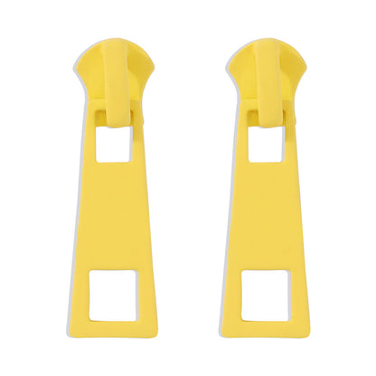 Zipper Stud Earrings for Women - Geometric Fashion Jewelry yellow by HitMyNeed