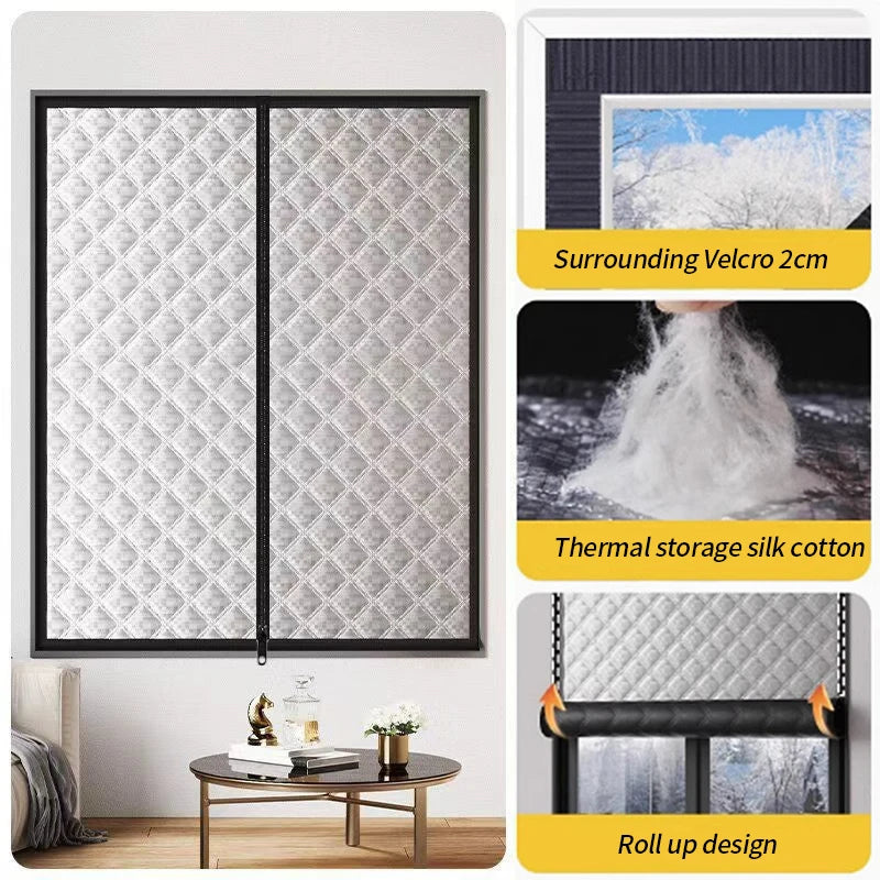 Zipper Winter Insulated Curtains for Drafty Windows width-70cm height-220cm by HitMyNeed