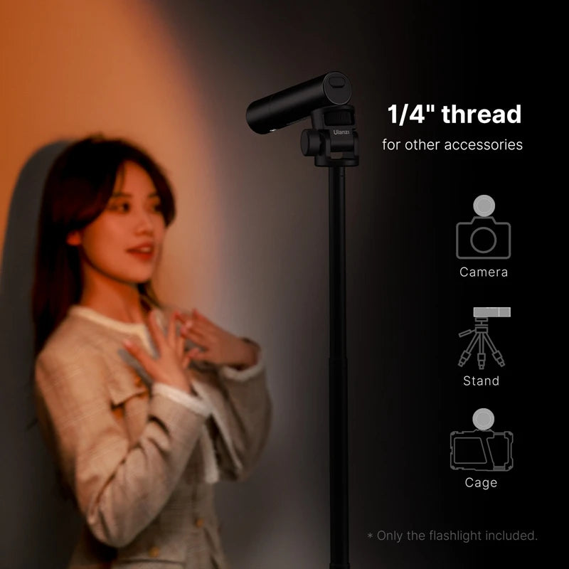 Zoomable Videography Flashlight with 1/4" Thread by HitMyNeed